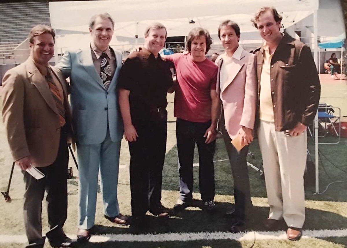 "Donnie Brasco" (second from right) and Farmer (far right) had bit parts alongside Mark Wahlberg in the movie Invincible.